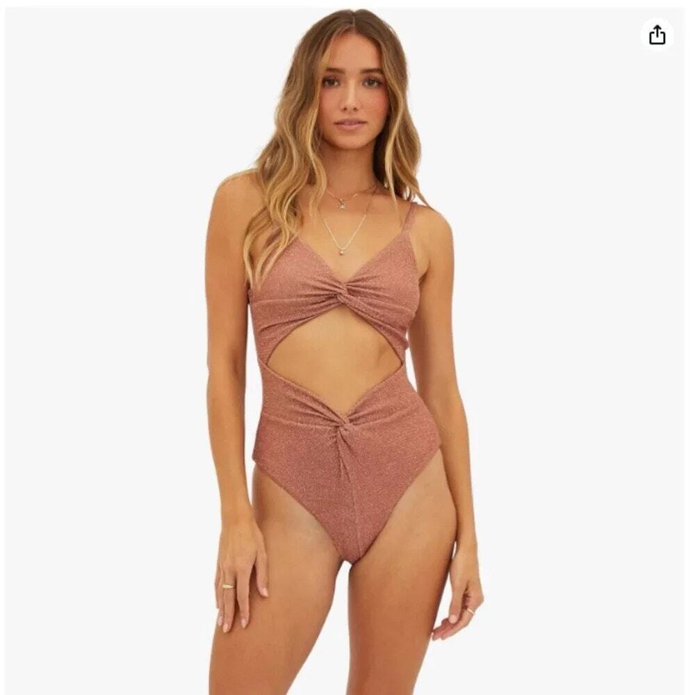NEW Beach Riot Aviva One Piece Swimsuit Metallic sz M Glams Vacation Resortwear